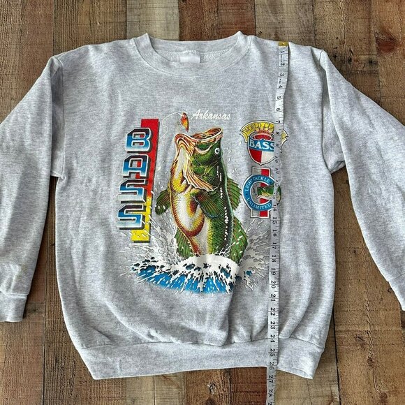 Vintage Mens Size XL Arkansas Bass Fishing Graphic Crewneck Sweatshirt in Gray - Picture 8 of 10